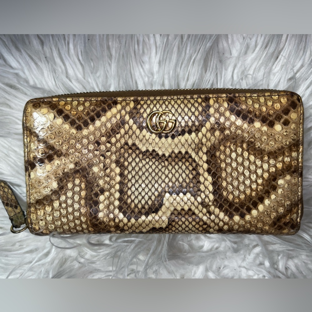 Gucci Python Long Zippy Wallet, authentic